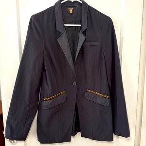 FREE PEOPLE | Women’s Gray Gold Studded Pocket Blazer Coat | Size 6